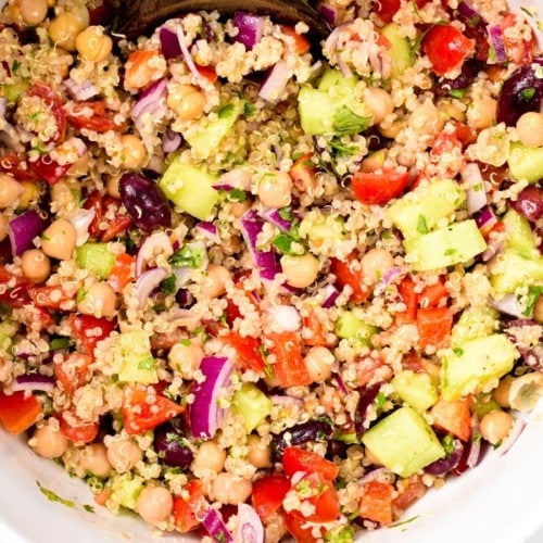 High-Protein Chickpea Quinoa Salad - Cooking For Peanuts