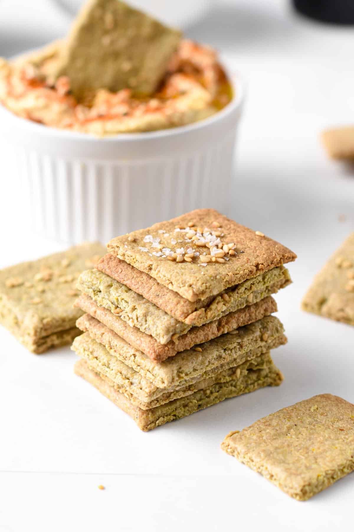 stacked of Sunflower Seed Crackers