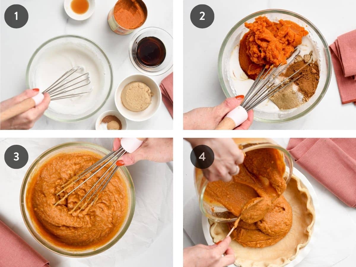 Step-by-step instruction on Making Vegan Pumpkin Pie