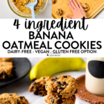 These 4 ingredient Banana Oatmeal Cookies are the most delicious, easy oatmeal cookies ever. Plus, the recipe takes barely 20 minutes to make and it's refined sugar free and vegan too.