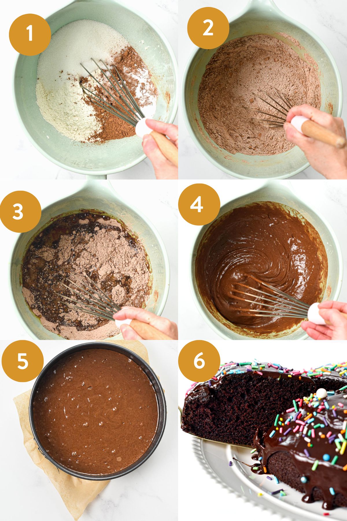 This Eggless Cake recipe is an easy one-bowl egg-free chocolate cake recipe with the most delicious moist cake crumb. Plus, the cake is also dairy-free and vegan approved.