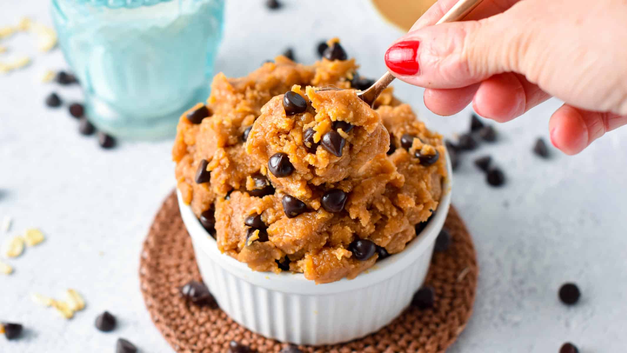 This Homemade Protein Cookie Dough is the most easy 5 minute protein snack for cookie dough lovers.