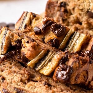 This Vegan Chocolate Chip Banana Bread is an easy, soft and moist banana bread filled with crunchy chocolate chips.