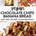 This Vegan Chocolate Chip Banana Bread is an easy, soft and moist banana bread filled with crunchy chocolate chips.