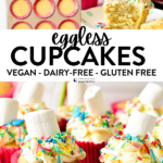 These Eggless Cupcakes are the most easy egg-free vanilla cupcakes ever with a moist crumb and creamy vanilla frosting. Plus, these cupcakes are also dairy-free and vegan approved.