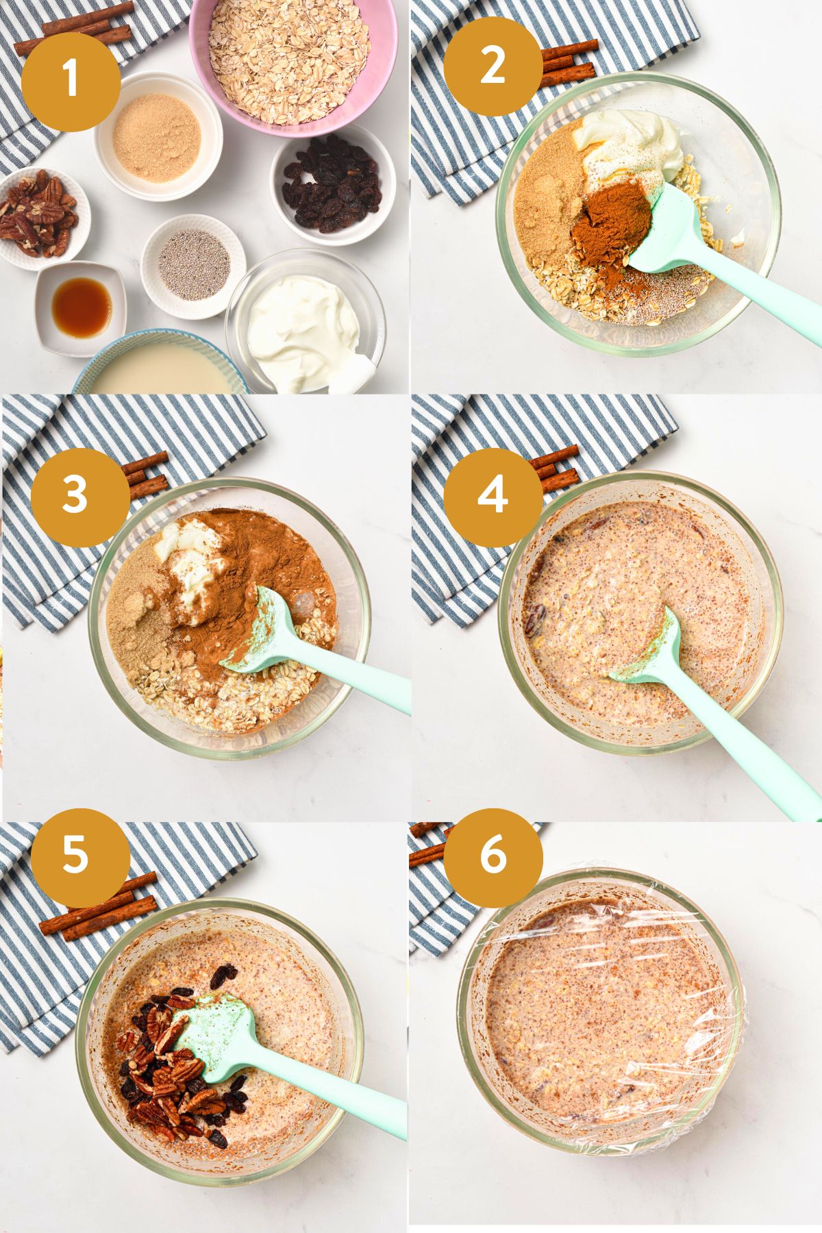 Cinnamon Roll Overnight Oats Ingredients: 1 ½ cups rolled oats 2 cups oat  milk ½ cup vanilla yogurt 1 tbsp brown sugar 1 tbsp chia…