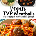 These TVP meatballs are chewy, juicy with a delicious meaty texture and flavor. Plus, they are packed with 16g plant-based proteins per serve and low fat too so perfect as a high-protein vegan meal.