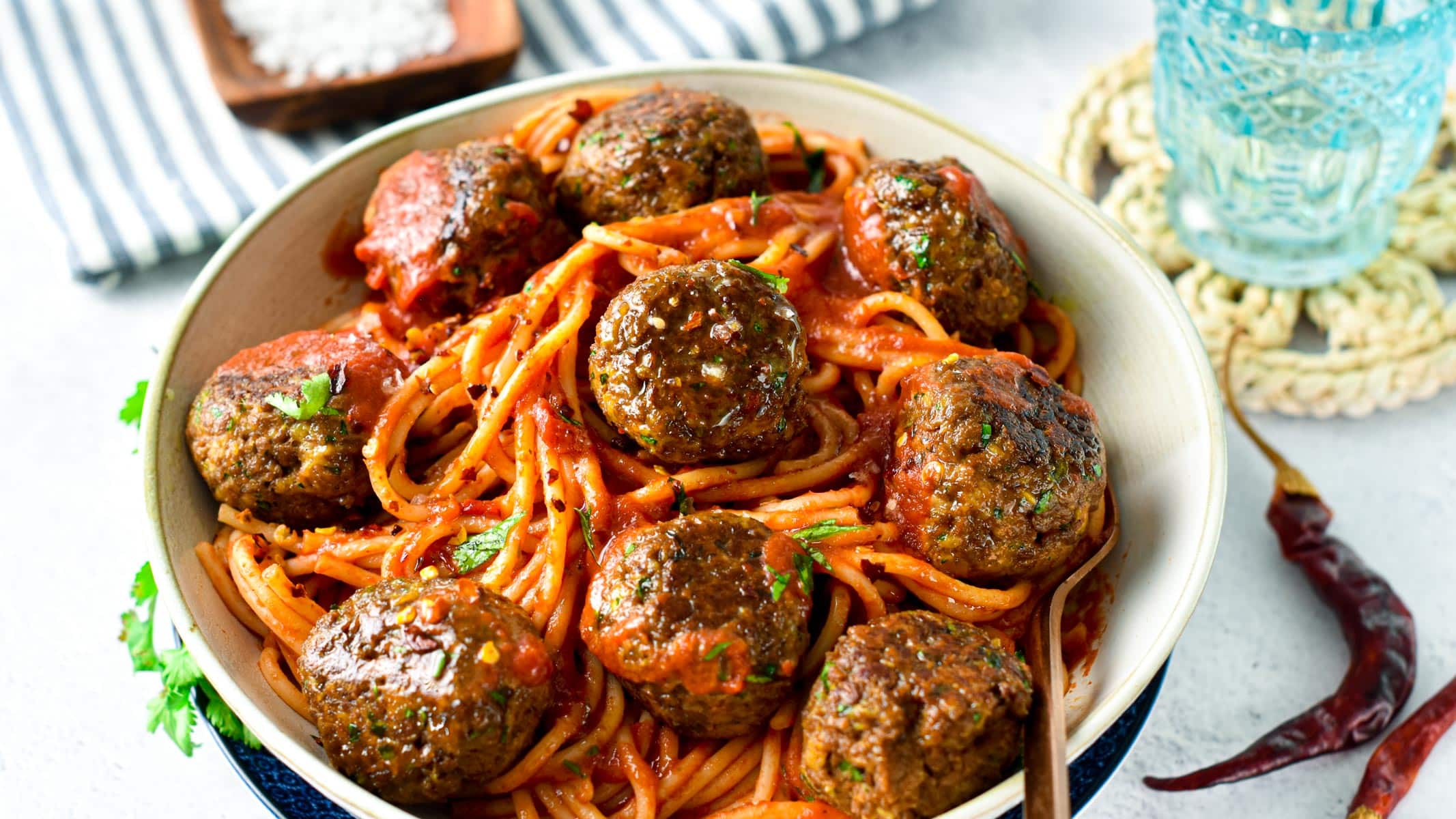 These TVP meatballs are chewy, juicy with a delicious meaty texture and flavor. Plus, they are packed with 16g plant-based proteins per serve and low fat too so perfect as a high-protein vegan meal.