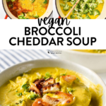 This Vegan Broccoli Cheddar Soup is a cheesy, creamy dairy-free broccoli soup packed with 6 vegetables. You won't believe that this cheesy texture simply comes from plant-based ingredients and no cheese needed at all.
