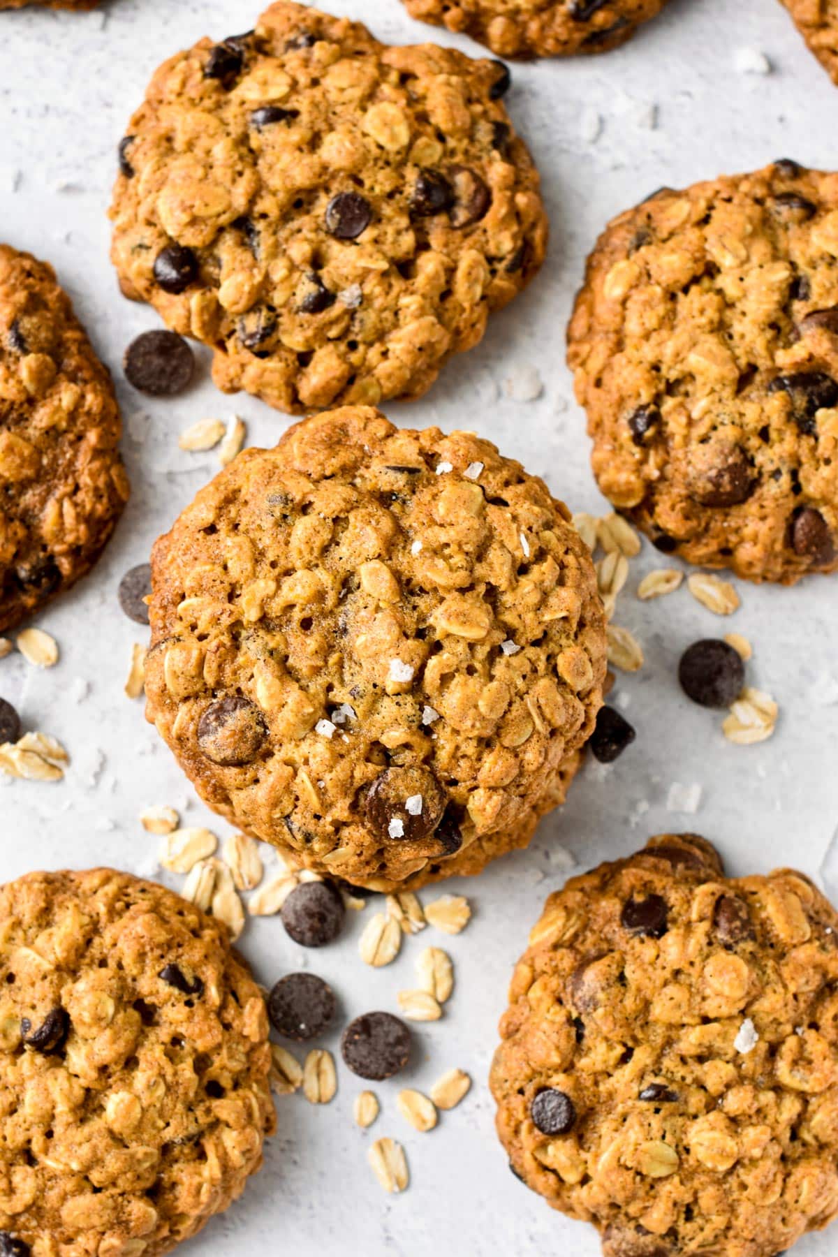 These Vegan Oatmeal Chocolate Chip Cookies are soft and chewy with crispy edges and packed with healthy proteins and fiber from oats. They are definitely the easiest healthy breakfast cookies on the go.