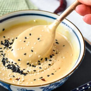 This Miso Tahini Dressing is the most easy, healthy dressing for salad or roasted vegetable. It's packed with high protein tahini paste and a delicious umami flavor from miso paste that make any vegan salad even better.