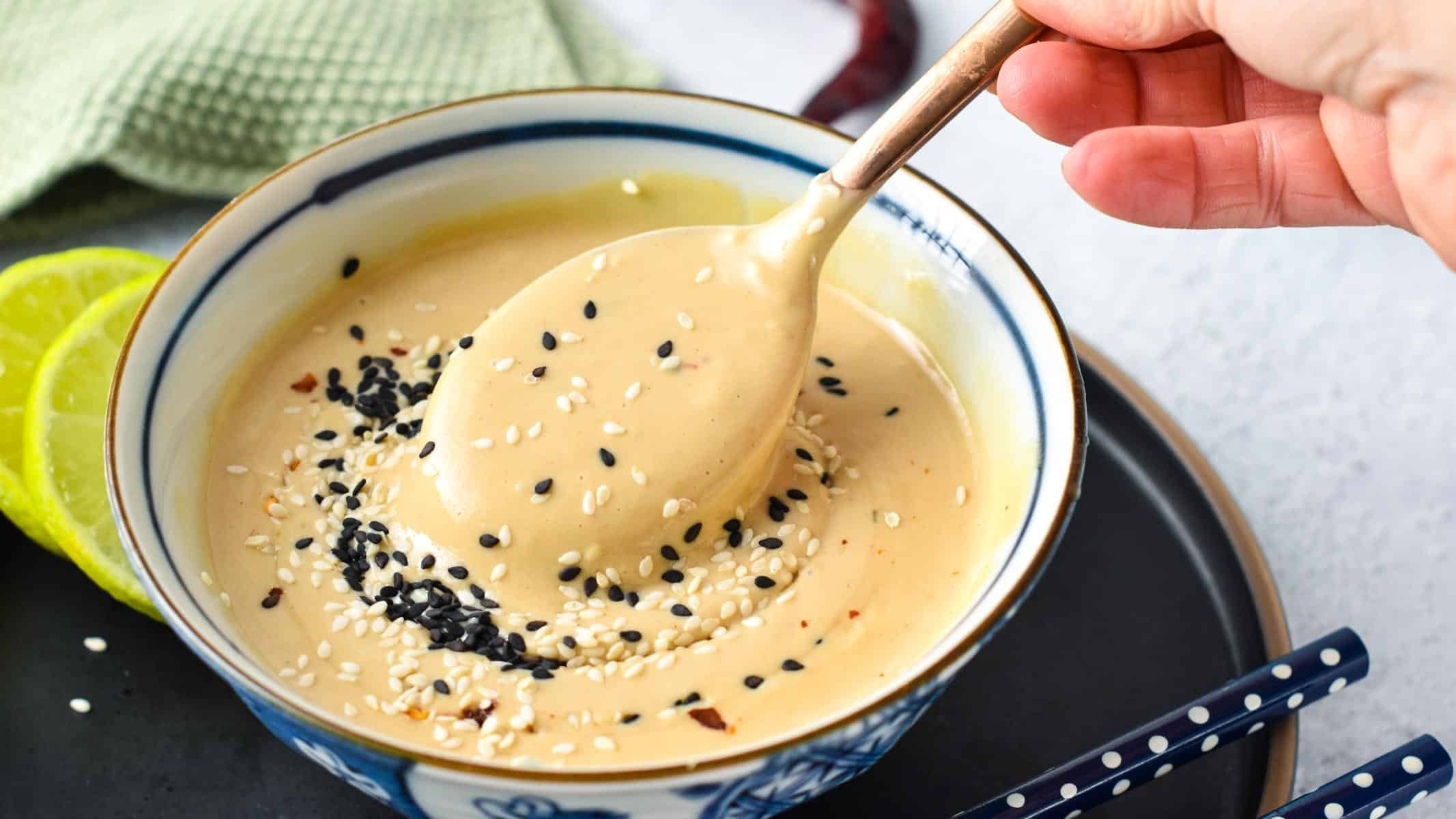 This Miso Tahini Dressing is the most easy, healthy dressing for salad or roasted vegetable. It's packed with high protein tahini paste and a delicious umami flavor from miso paste that make any vegan salad even better.