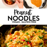 These Peanut Noodles are creamy, thai-inspired rice noodles cooked in a creamy sweet peanut sauce. If you are a fan of quick and easy noodle recipes, this one is a must-try.