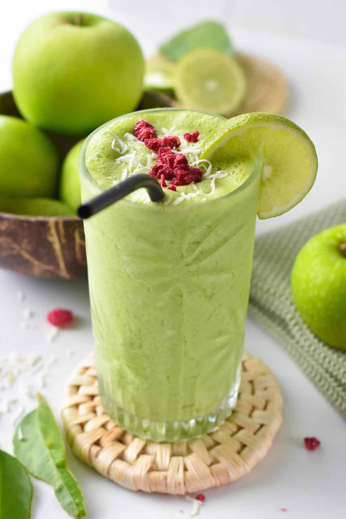 This Sour Apple Smoothie recipe is the perfect green smoothie for green apple lovers with a sweet and tart flavor. Plus, this green apple smoothie is also dairy-free and gluten-free.