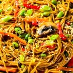 These teriyaki noodles are easy 20 minutes Japanese ramen noodles cooked in a lightly sweet teriyaki sauce with crunchy vegetables. Plus, this noodle recipe is also vegan-approved.