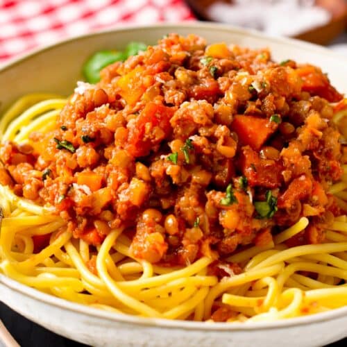 This vegan bolognese recipe is an easy healthy vegan dinner packed with the most delicious Italian flavors and more than 9 plants! If you are looking to add more plants to your plate, this lentil bolognese recipe is a must.This vegan bolognese recipe is an easy healthy vegan dinner packed with the most delicious Italian flavors and more than 9 plants! If you are looking to add more plants to your plate, this lentil bolognese recipe is a must.