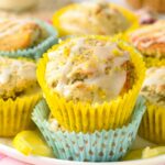 These Vegan Lemon Poppyseed Muffins are light fluffy breakfast muffins with bursting lemon flavors with a sweet tangy lemon glaze.