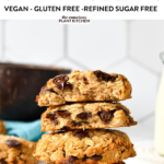 These Coconut Flour Oatmeal Cookies are easy healthy gluten-free oatmeal cookies made from coconut flour and oats. They are packed with fiber, nutrients, and a delicious healthy breakfast cookie recipe.