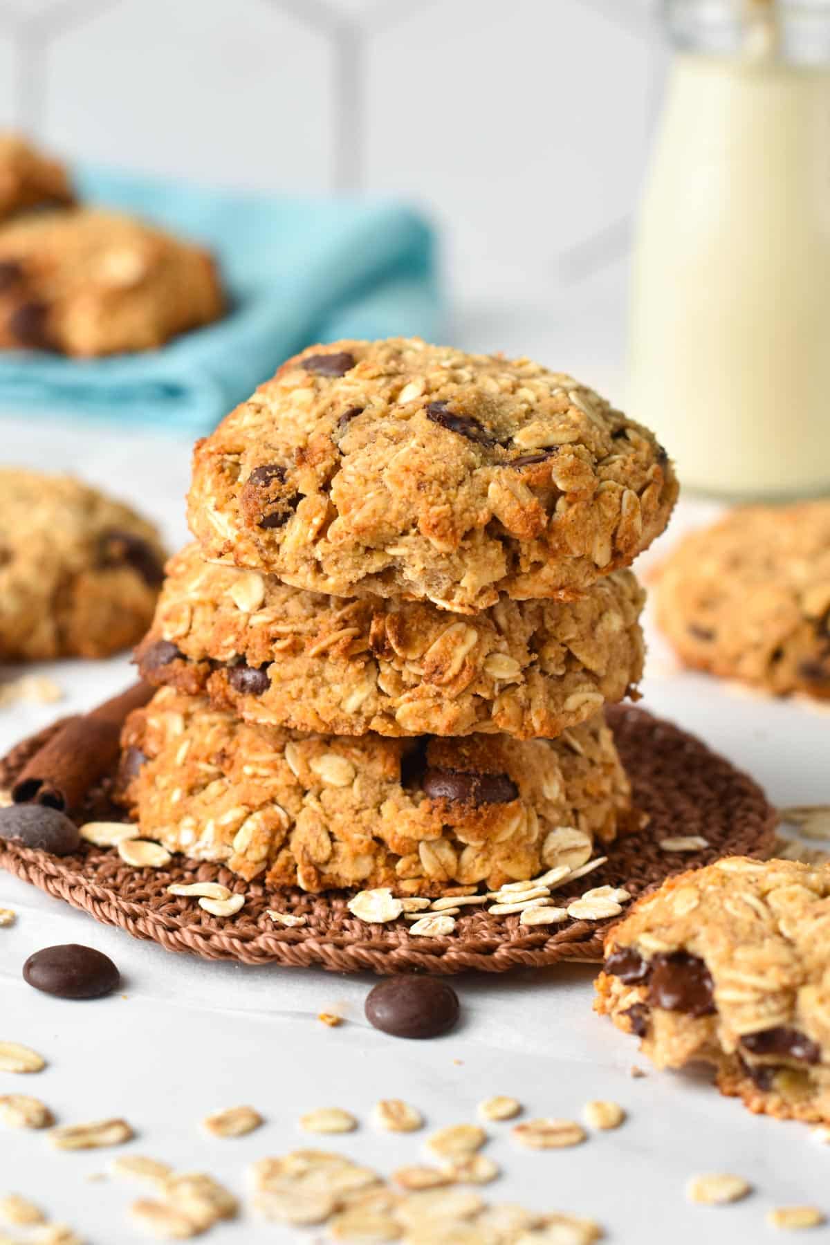 These Coconut Flour Oatmeal Cookies are easy healthy gluten-free oatmeal cookies made from coconut flour and oats. They are packed with fiber, nutrients, and a delicious healthy breakfast cookie recipe.