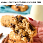 These Coconut Flour Oatmeal Cookies are easy healthy gluten-free oatmeal cookies made from coconut flour and oats. They are packed with fiber, nutrients, and a delicious healthy breakfast cookie recipe.