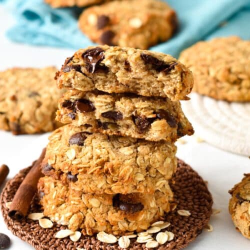These Coconut Flour Oatmeal Cookies are easy healthy gluten-free oatmeal cookies made from coconut flour and oats. They are packed with fiber, nutrients, and a delicious healthy breakfast cookie recipe.