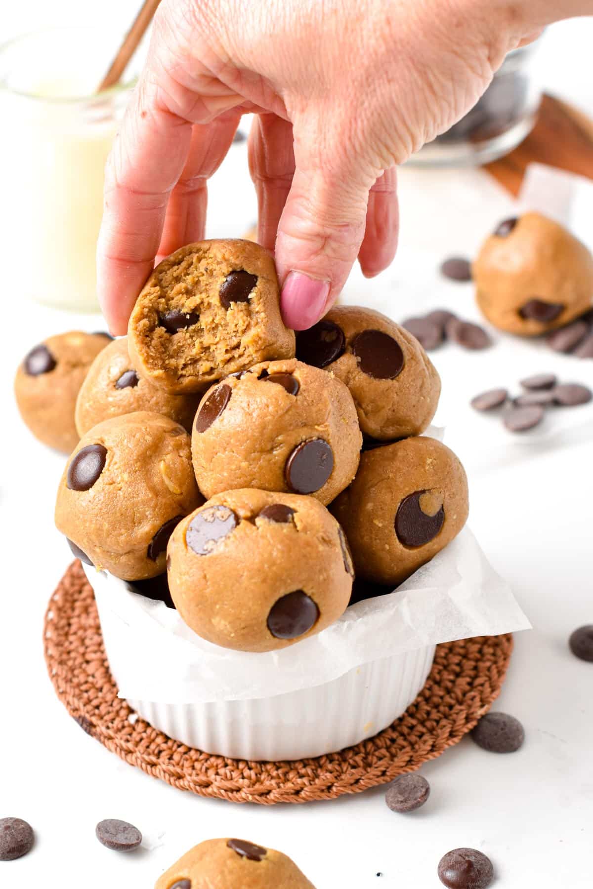 These Cookie Dough Protein Balls are easy no-bake healthy snacks packed with plant-based proteins from nut butter and protein powder. Plus, these are vegan, gluten-free, and dairy-free.
