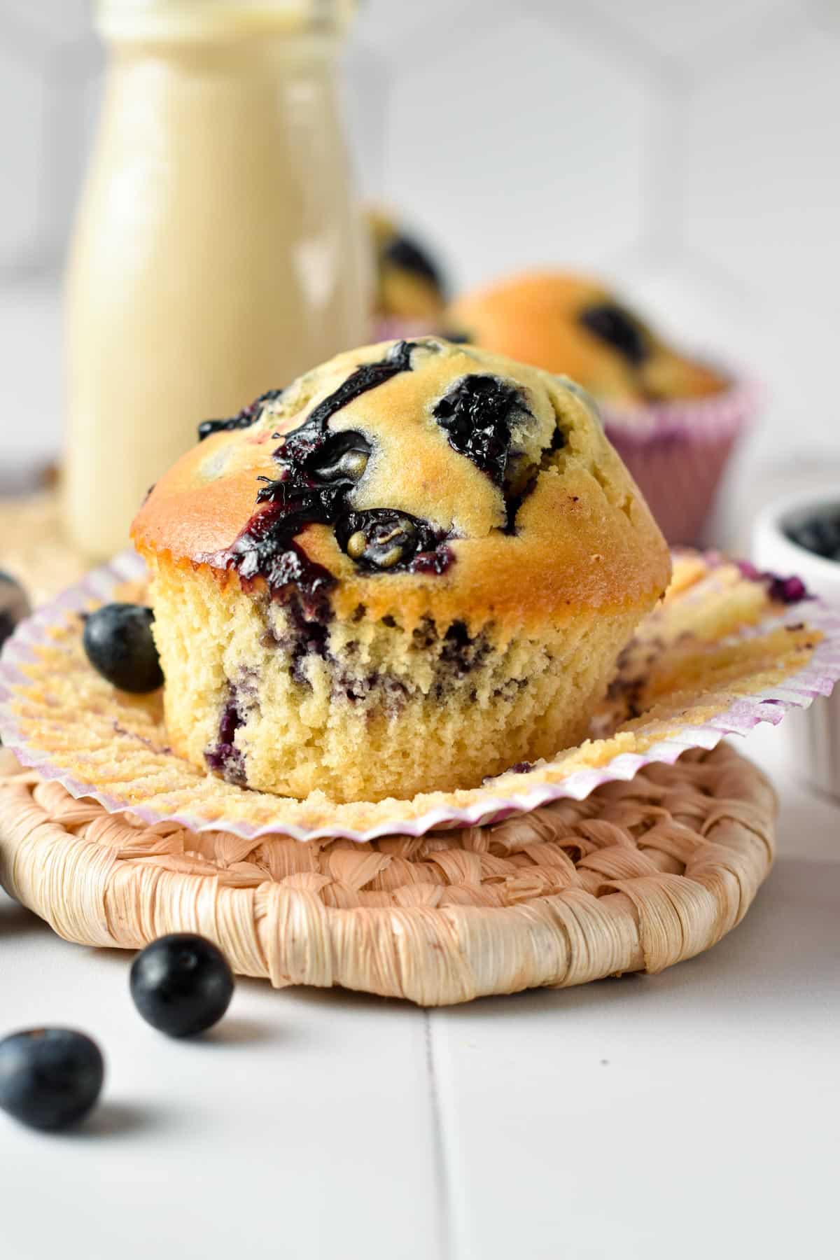 These Eggless Blueberry Muffins are easy, egg-free blueberry muffins with the most fluffy texture filled with Juicy blueberries.