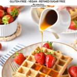 These Oat Flour Waffles are easy healthy breakfast waffles packed with proteins and fibers from oats. They are also refined sugar-free, gluten-free and so much better for you than regular waffles.