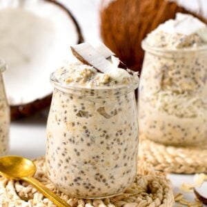 This Overnight Oats with Coconut Milk is the easiest, healthy breakfast with a dreamy creamy coconut texture. Coconut lovers, this breakfast is for you.