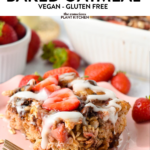 This Strawberry Baked Oatmeal is an easy, healthy one-pan breakfast to meal prep a week of tasty breakfast. You will love the combination of strawberry and chocolate in this creamy oatmeal bake.