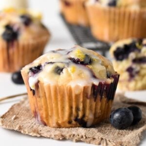 These vegan lemon blueberry muffins are tasty blueberry muffins filled with tangy lemon zest and juice.