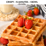 These Vegan Protein Waffles are easy crispy protein waffles packed with 8.5 g of proteins per serving. They are fully plant-based and easy to make in the morning in less than 20 minutes.