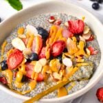 This Warm Chia Pudding is a quick and easy, healthy breakfast made with just 3 ingredients and packed with fibers and proteins. If you love overnight chia pudding, this warm cozy version doesn't require too long to make.