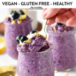 These blueberry overnight oats are a healthy creamy breakfasts packed with anti-inflammatory from blueberries and the most beautiful vibrant natural, purple color.