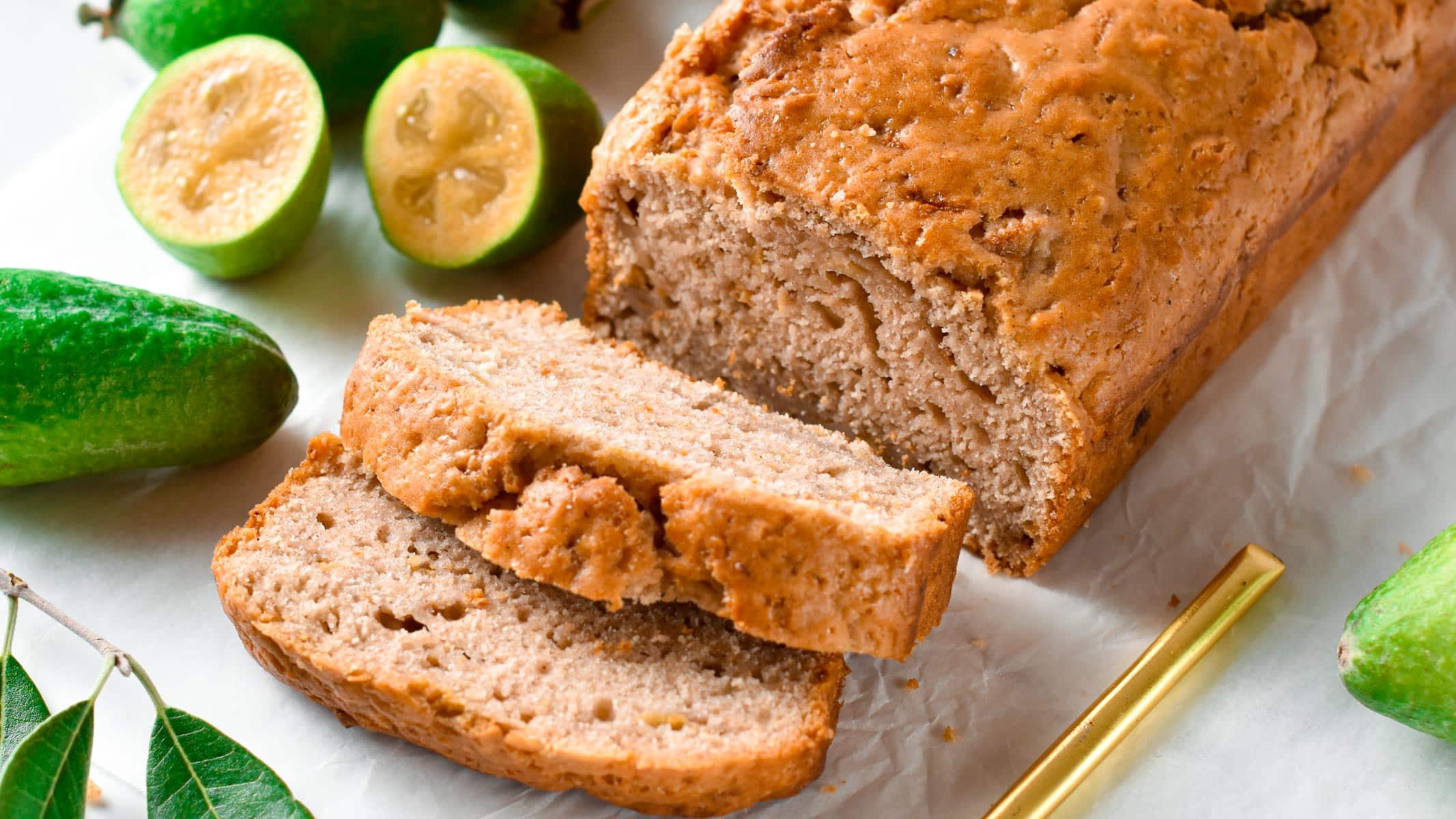 This Feijoa Loaf is a moist, sweet loaf flavored with Feijoa fruits and perfect to use all your Feijoa this Autumn