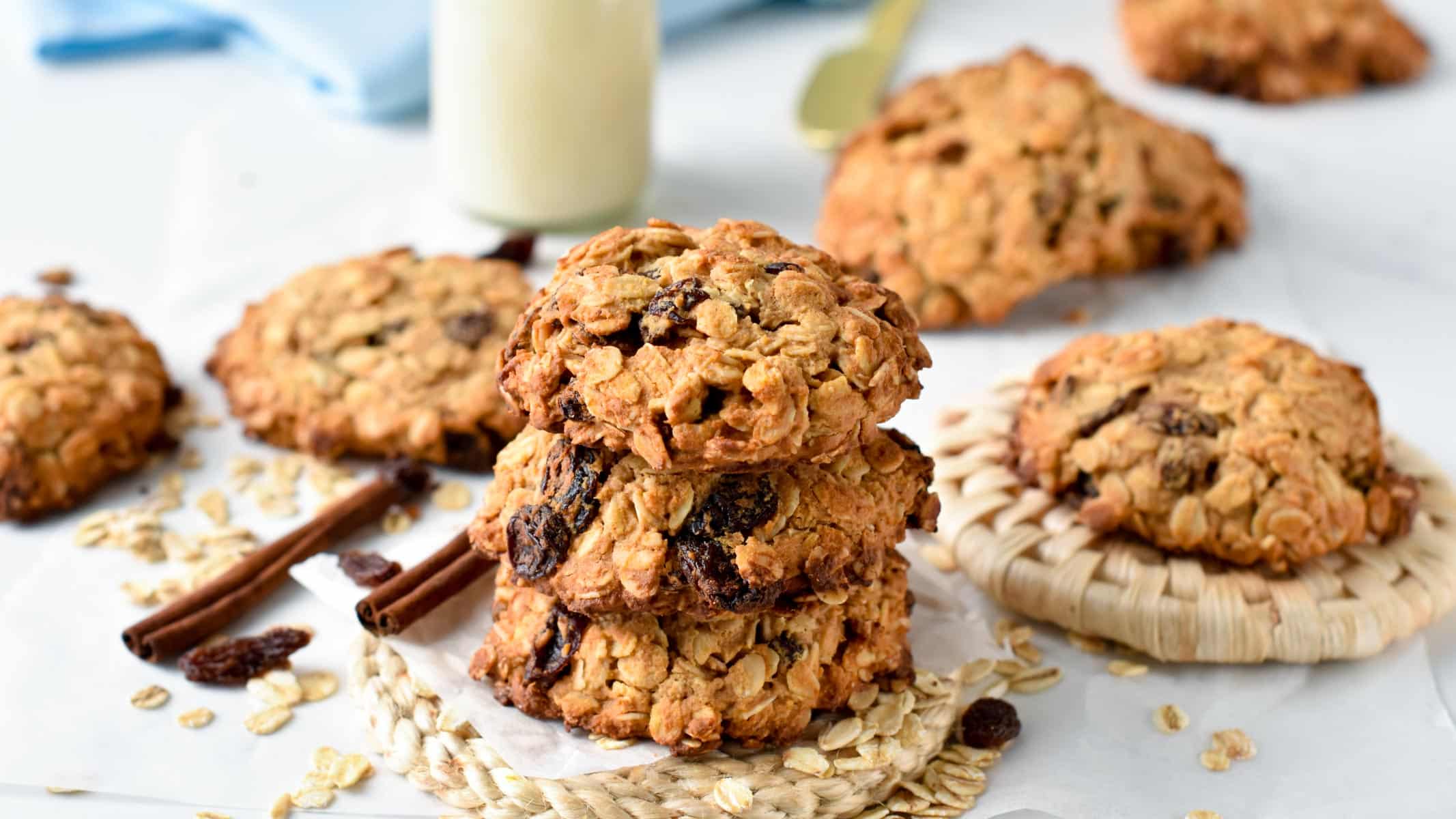 These Oatmeal Raisin Protein Cookies are the easiest high-protein breakfast or post-workout cookies to fuel you up with 14 grams of plant-based proteins per cookie.