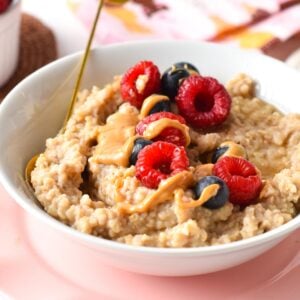 Enjoy a creamy breakfast with this Protein Steel cut Oats recipe packed with 22 grams of protein per serve.