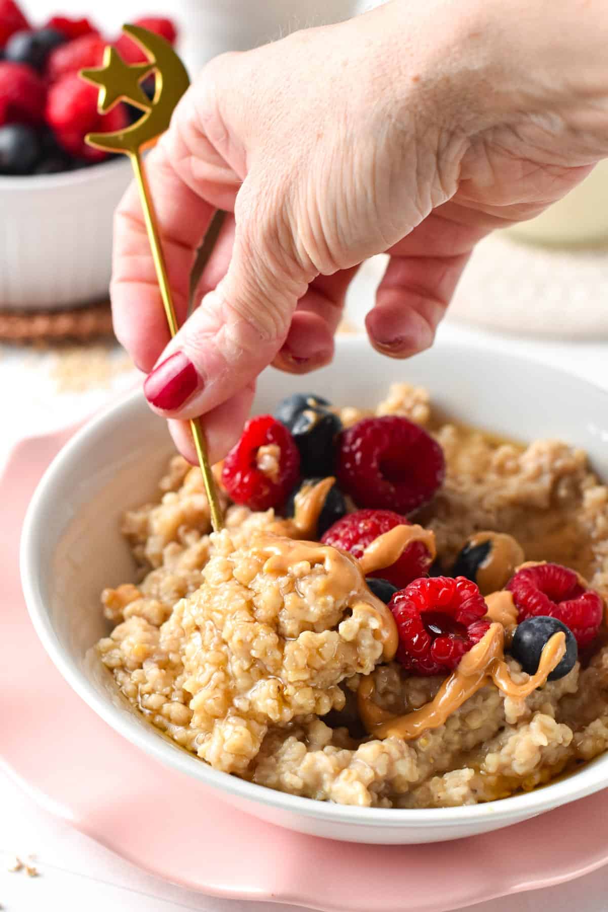 Enjoy a creamy breakfast with this Protein Steel cut Oats recipe packed with 22 grams of protein per serve.