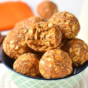 These Pumpkin Protein Balls are easy, healthy energy balls flavored with pumpkin pie spices and packed with proteins from plant-based protein powder.