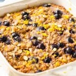 This Lemon blueberry baked oatmeal is a healthy breakfast packed with lemon blueberry flavors and all the nutrition from wholegrain oats.