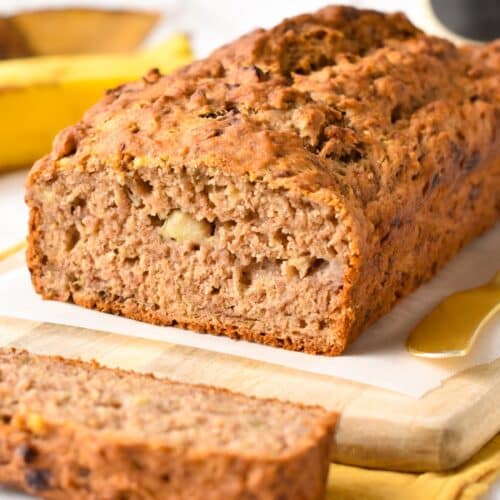 This No Sugar Added Banana Bread is simply the most simple, healthy banana bread recipe ever! If you have ripe bananas sitting on your kitchen counter, this is the banana bread recipe you need.