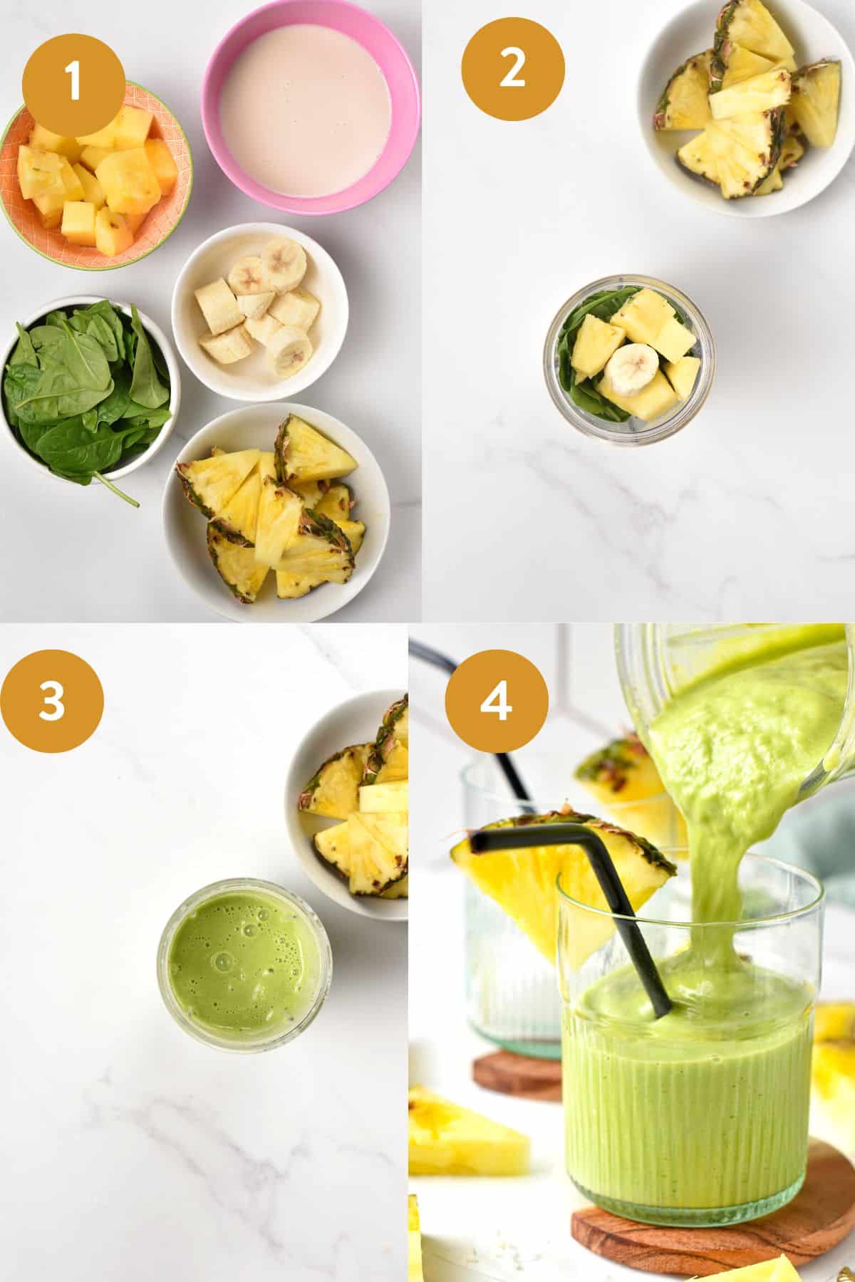 This Spinach Pineapple Banana Smoothie is a delicious easy green smoothie packed with tropical flavors and nutrients from spinach.