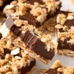 These No-Bake Chocolate Peanut Butter Oatmeal Bars are easy, healthy breakfast or snack for the chocolate peanut butter lovers.