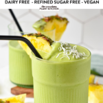 This Spinach Pineapple Banana Smoothie is a delicious easy green smoothie packed with tropical flavors and nutrients from spinach.