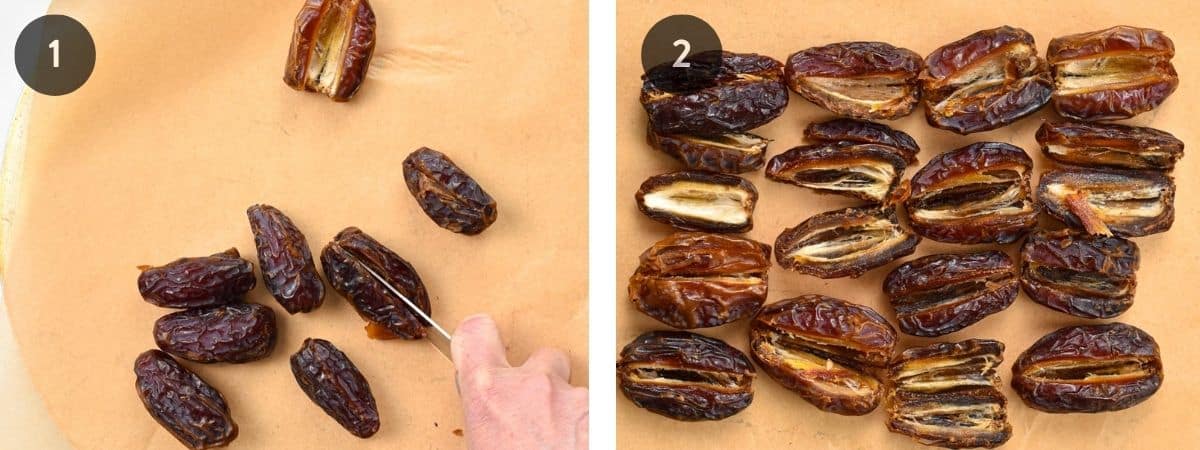 Arranging Medjool dates for date bark