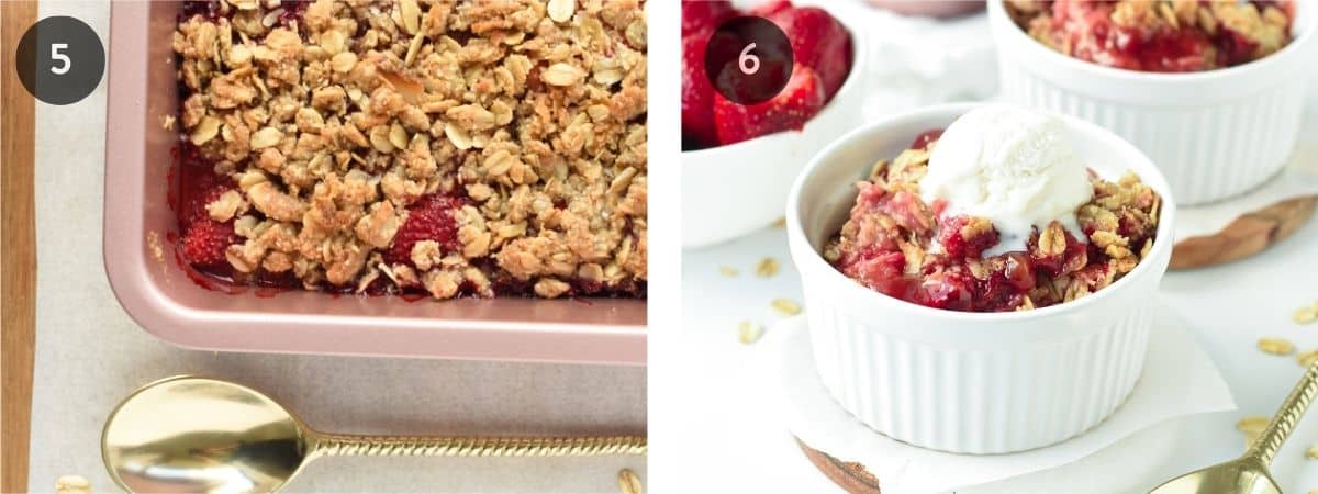 Baking and Serving Strawberry Crumble