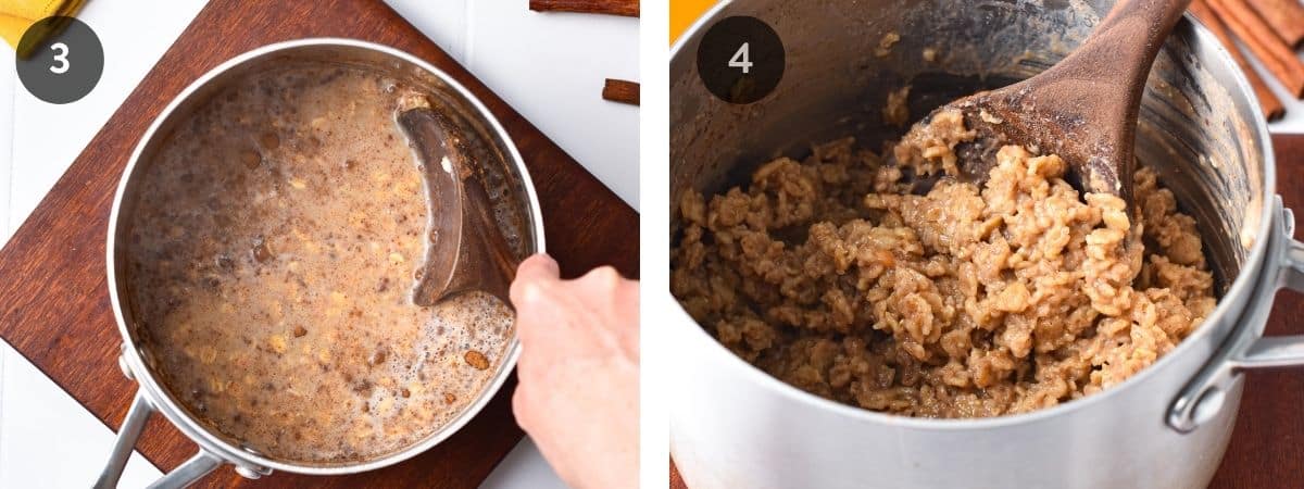 Cooking Cinnamon Oatmeal Over the Stove