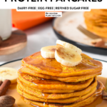 These Pumpkin Protein Pancakes are easy, healthy fall pancakes packed with 16 grams of proteins. Plus, they are plant-based, made without eggs or dairy, and vegan-friendly.