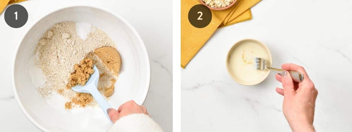 Stir dry ingredients for oat flour cake