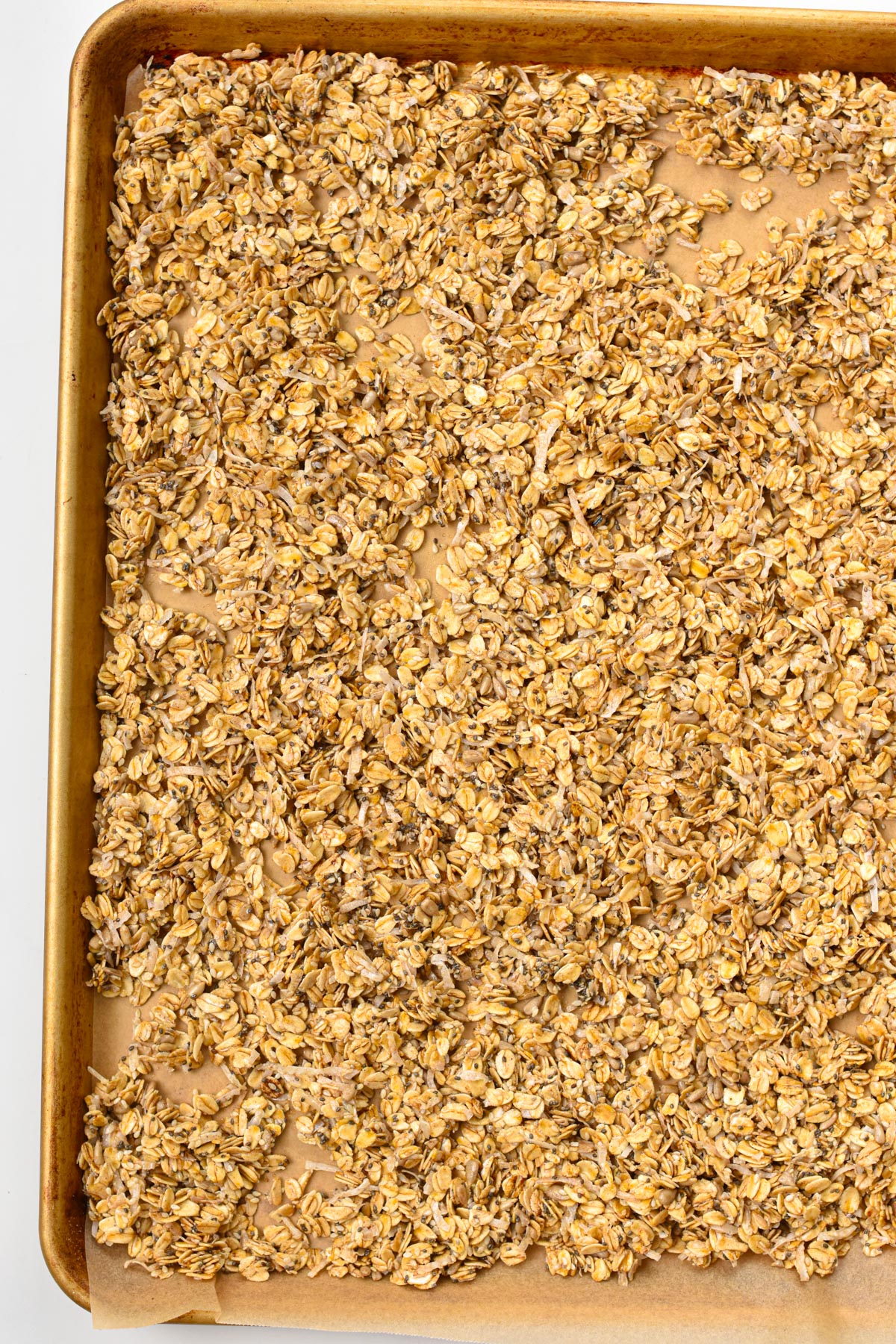 unbaked Nut-free Granola on a large baking sheet
